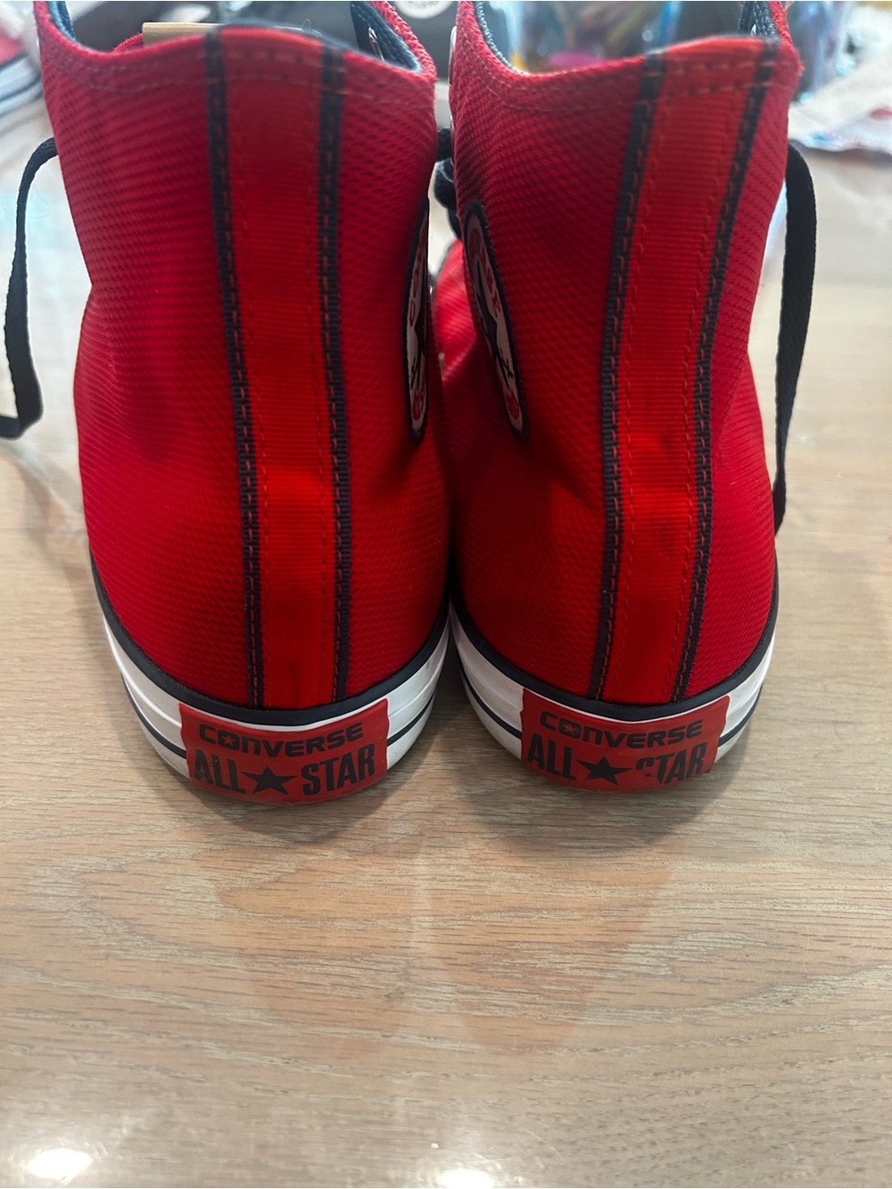 Men’s limited edition Converse. Red and Black High-Top Sneakers with White Toe - Picture 2 of 6